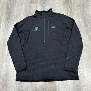 Patagonia Sweater Men's XL Black Mid Zip R1 Pullover STY40110 Logo‎ Sweater
